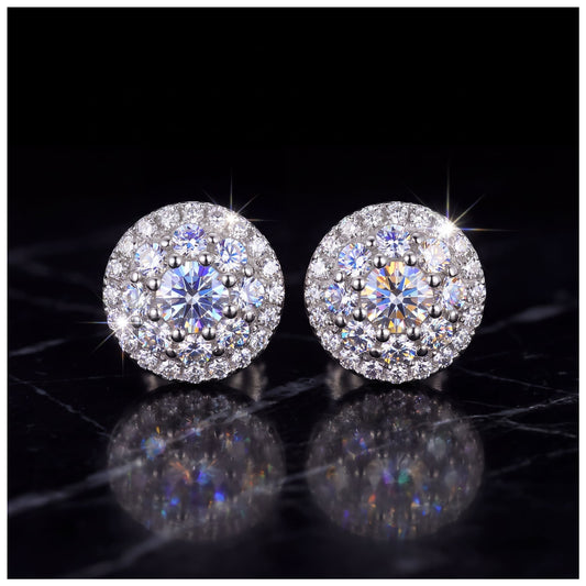 ICED OUT MOISSANITE "EUROSAT" WEISSGOLD 925S SILVER OHRRINGE