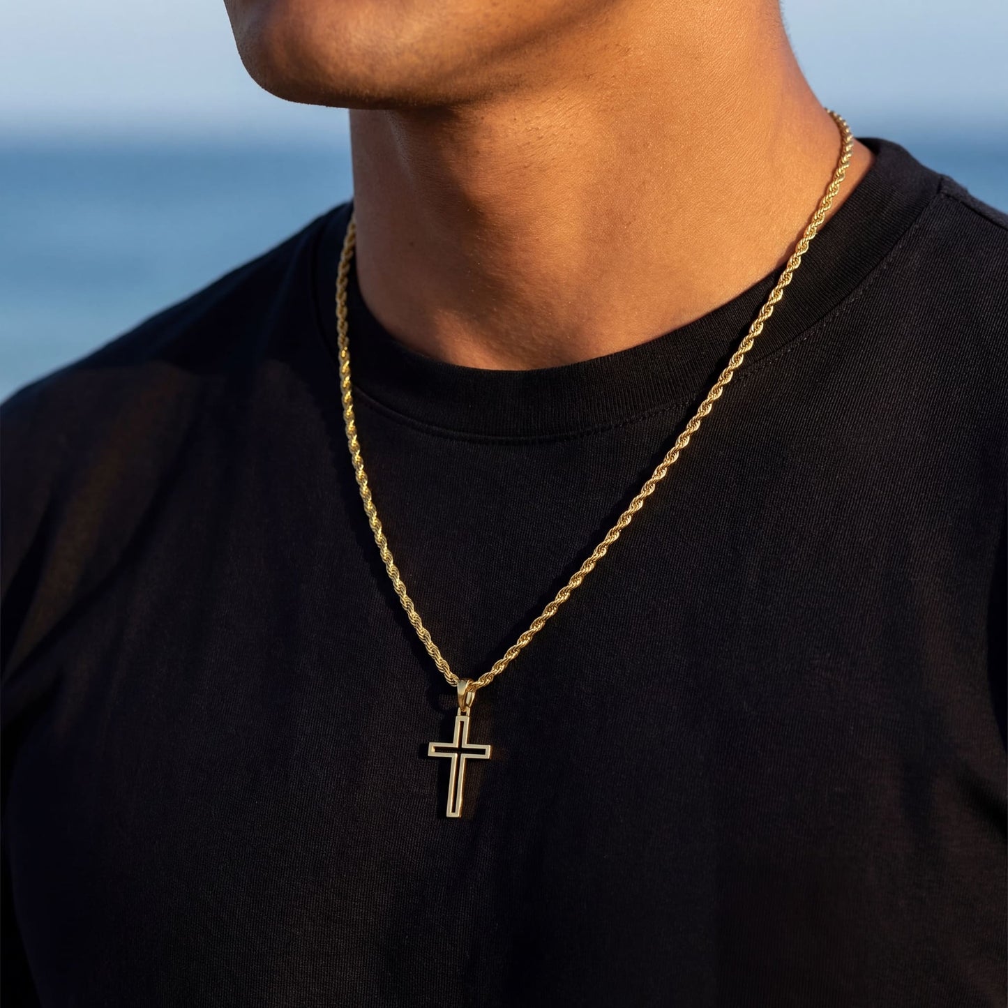 925S SILVER 18K GOLD "CROSS V2" KETTE - ICERAIN JEWELRY