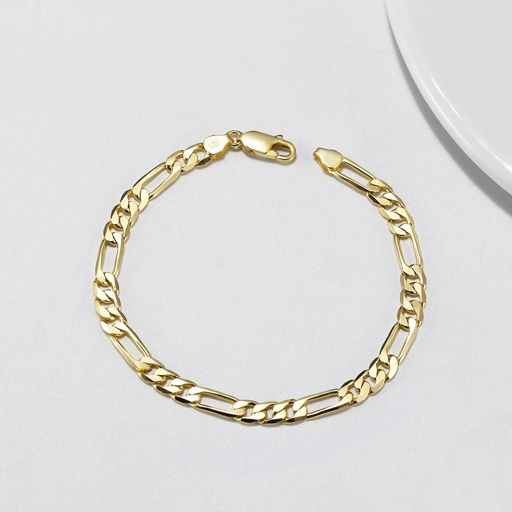 925S SILVER 18K GOLD "FIGARO" ARMBAND [CLASSIC VERSION] - ICERAIN JEWELRY