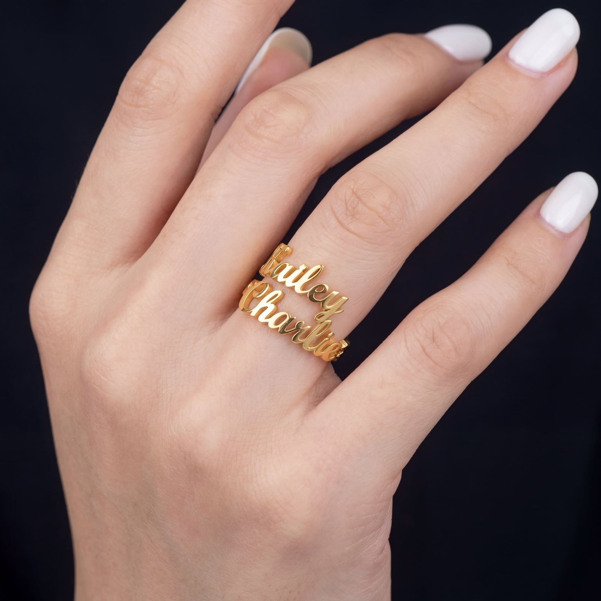 PERSONALISIERTER EDELSTAHL "DOUBLENAME" RING - ICERAIN JEWELRY