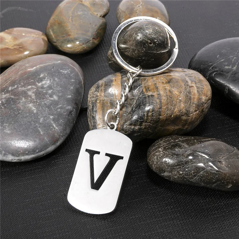 PERSONALISIERTER EDELSTAHL ANFANGSBUCHSTABE "WALLERO" SCHLÜSSELANHÄNGER - ICERAIN JEWELRY