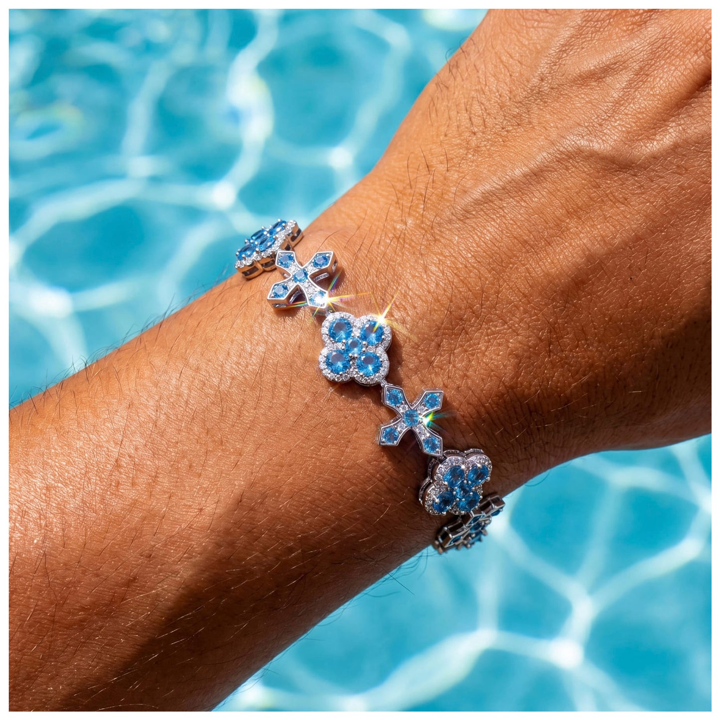 ICED OUT "CLOVER CROSS" ARMBAND - ICERAIN JEWELRY