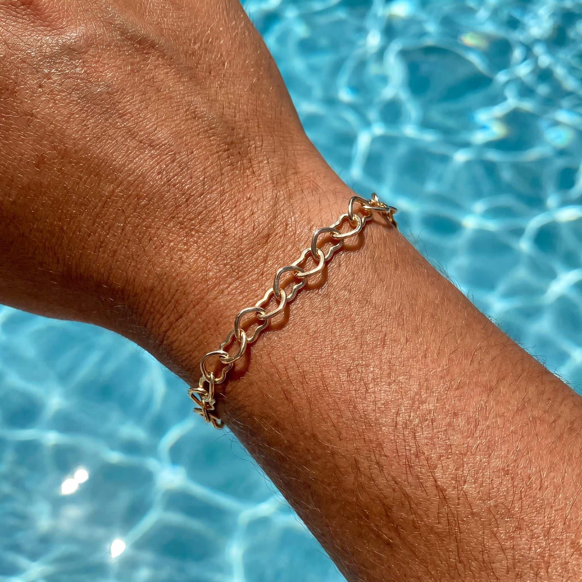 925S SILVER 14K GOLD 5MM "HEART" ARMBAND - ICERAIN JEWELRY