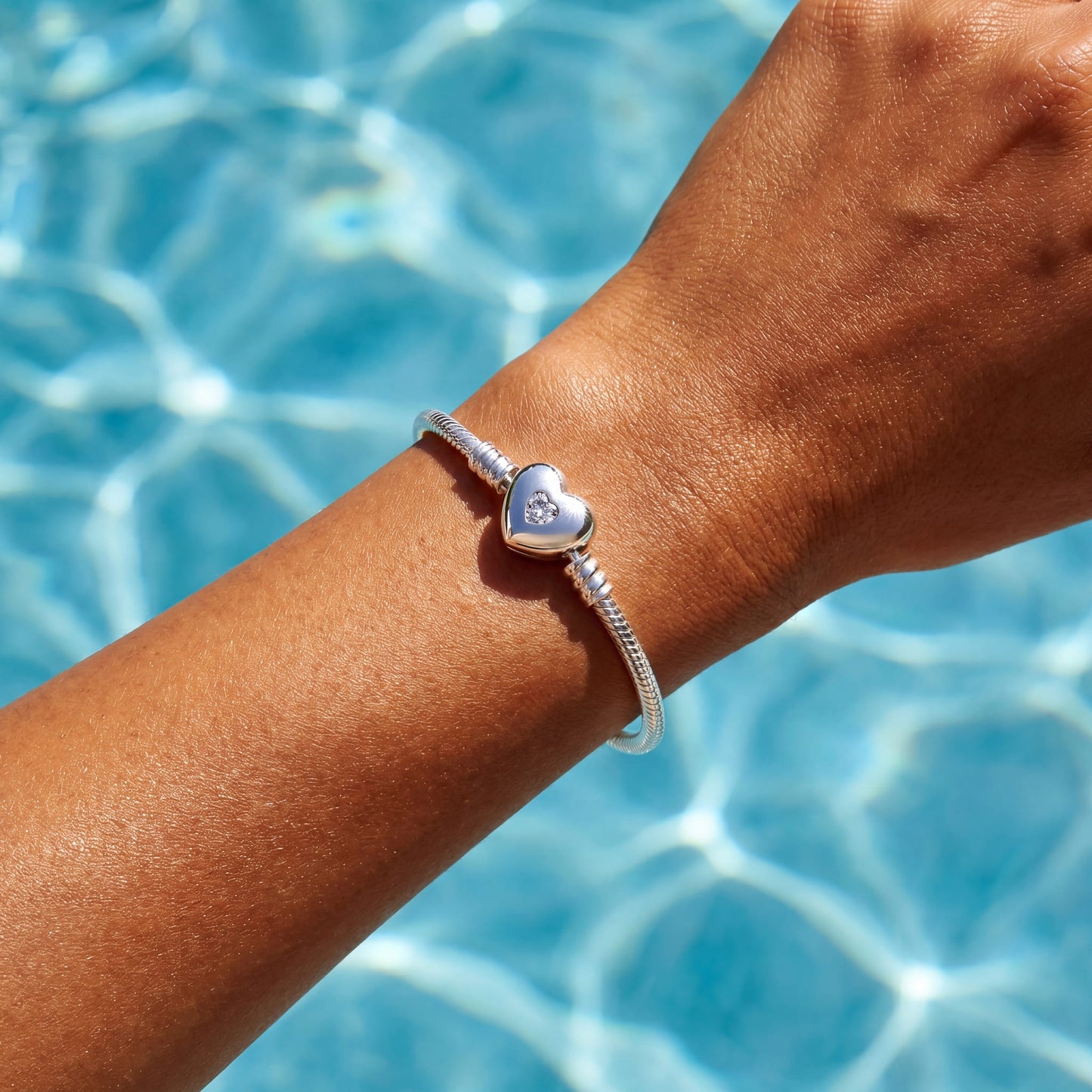 925S SILVER "ICED HEART" CHARM ARMBAND - ICERAIN JEWELRY