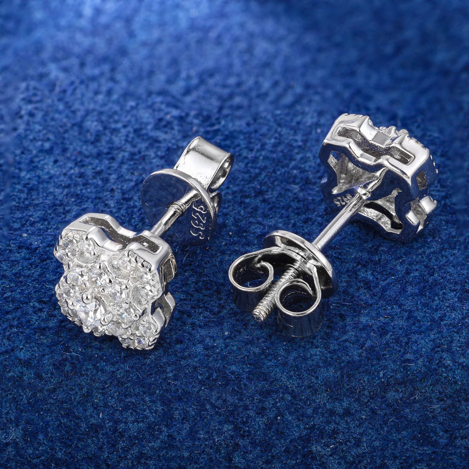 ICED OUT MOISSANITE "GEOMETRIE" WEISSGOLD 925S SILVER OHRRINGE - ICERAIN JEWELRY