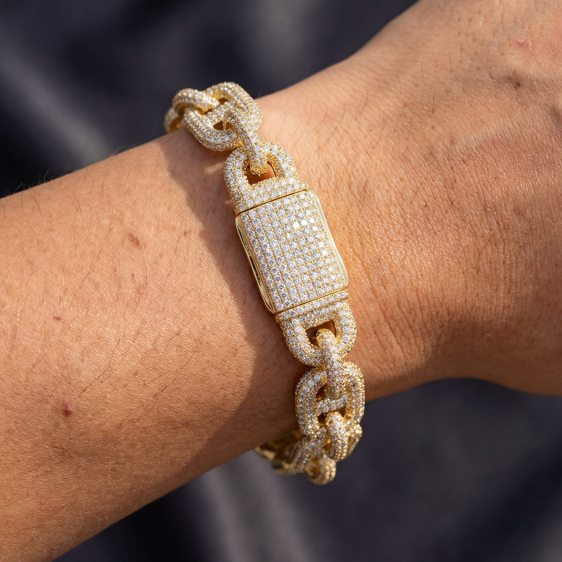 ICED OUT 15MM "GOLD ARTI" ARMBAND - ICERAIN JEWELRY