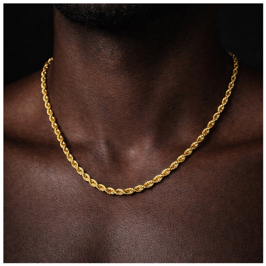 925S SILVER 18K GOLD "ROPE" KETTE - ICERAIN JEWELRY