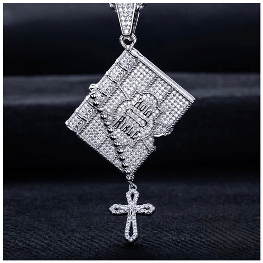 ICED OUT MOISSANITE "HOLY BIBLE" WEISSGOLD 925S SILVER KETTE - ICERAIN JEWELRY