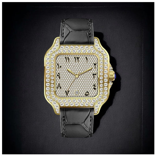 ICED OUT 40MM MOISSANITE "GOLD ARABIC PIAZZA" UHR - ICERAIN JEWELRY
