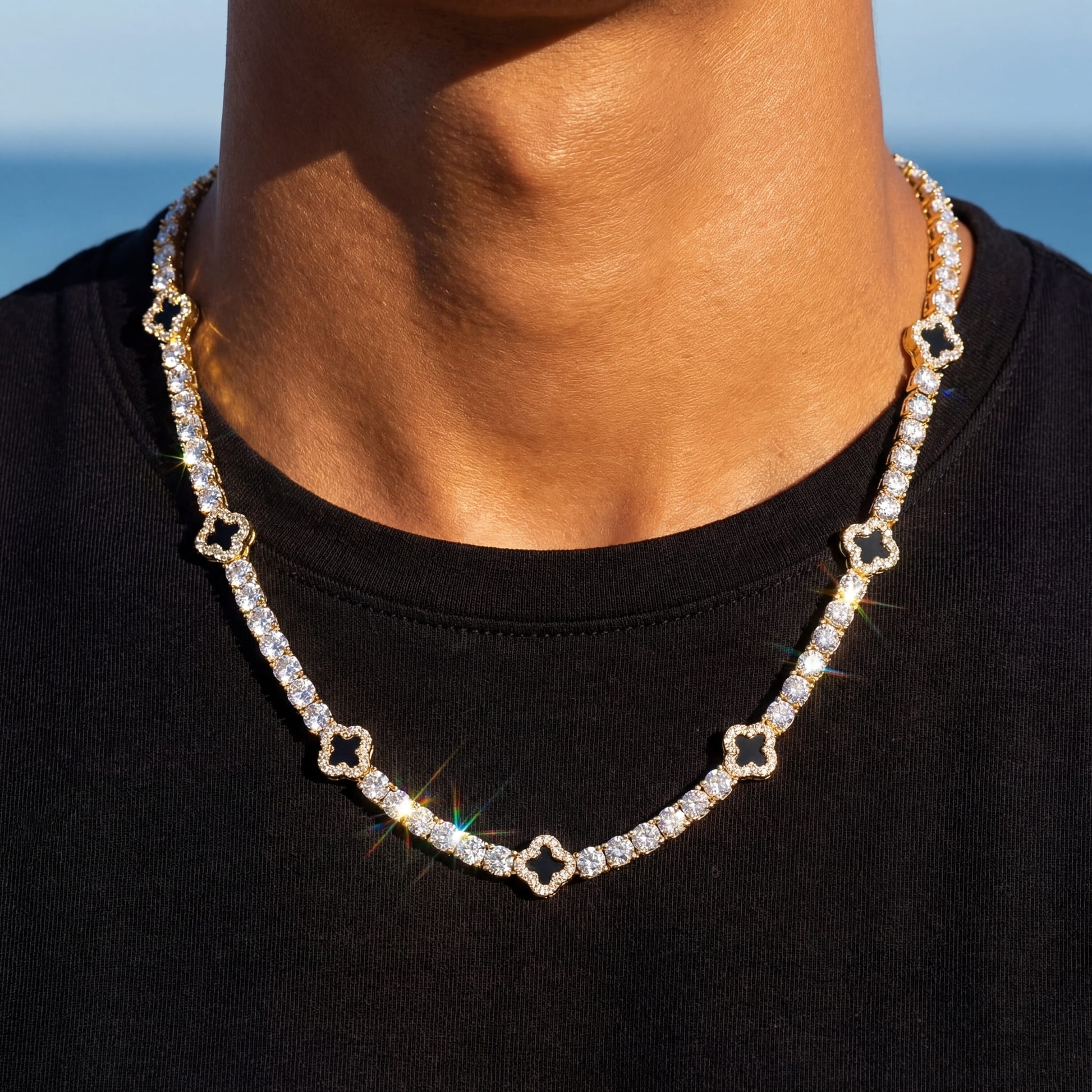 ICED OUT "GOLD CLOVER TENNIS" KETTE - ICERAIN JEWELRY