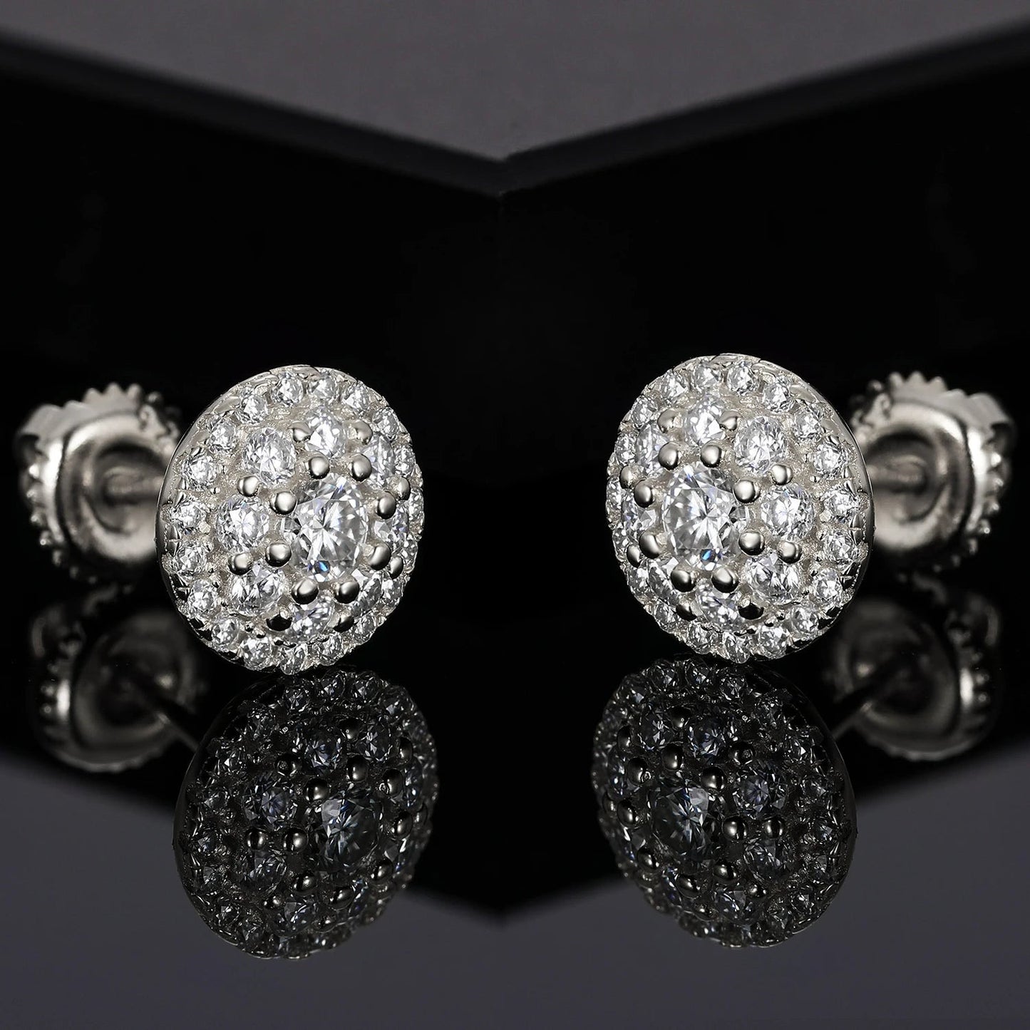 ICED OUT MOISSANITE "EUROSAT" WEISSGOLD 925S SILVER OHRRINGE - ICERAIN JEWELRY