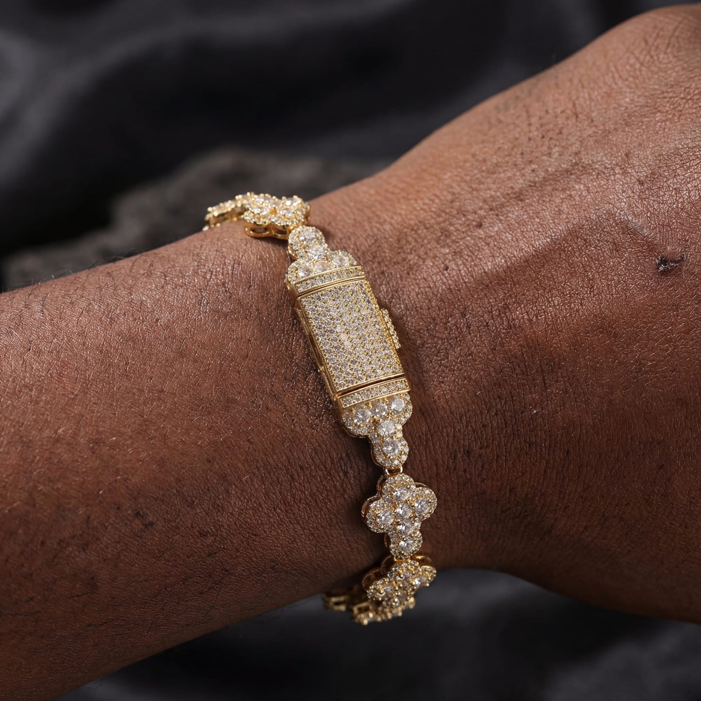 ICED OUT 11MM "GOLD CROSS" ARMBAND - ICERAIN JEWELRY