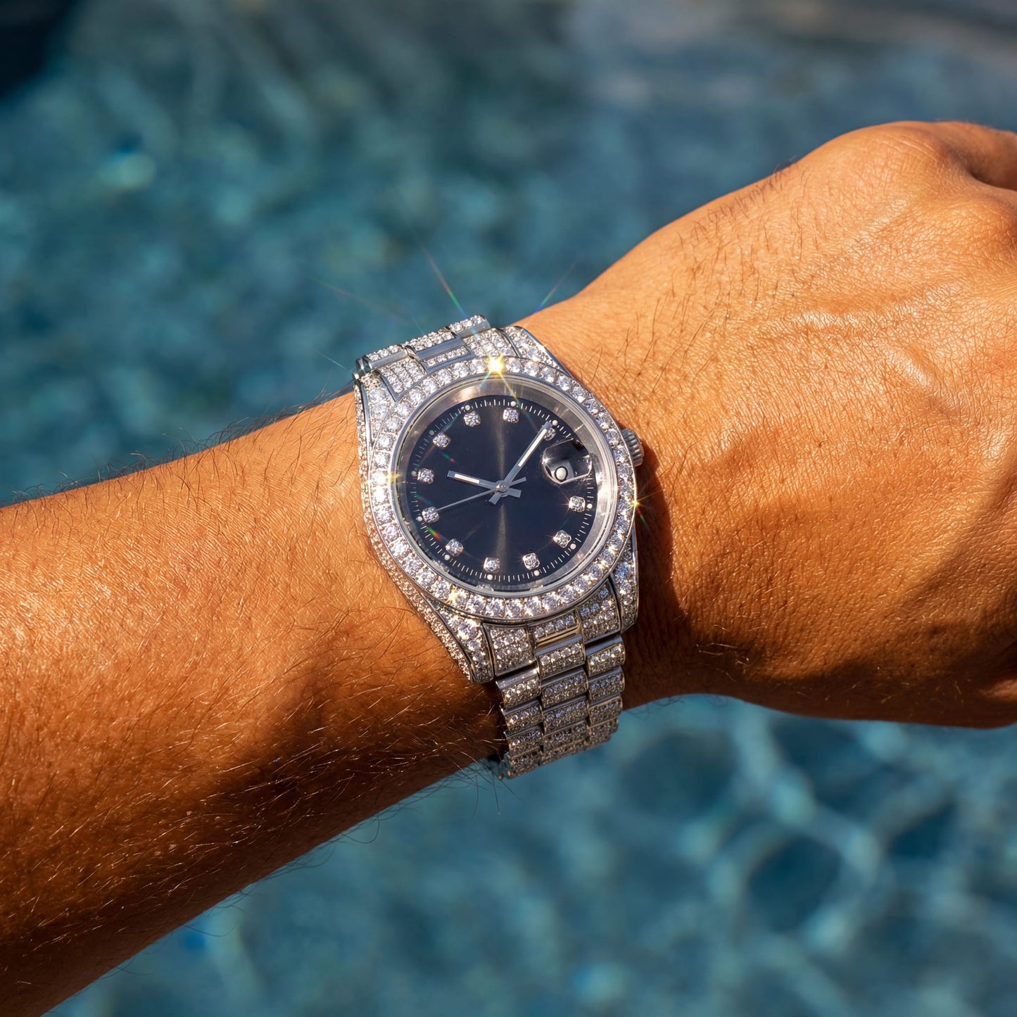 ICED OUT 40MM "COSAFIMA" 12K WEISSGOLD UHR - ICERAIN JEWELRY
