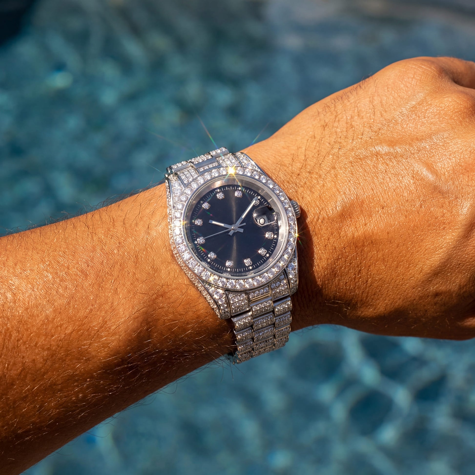 ICED OUT 40MM "COSAFIMA" 12K WEISSGOLD UHR - ICERAIN JEWELRY