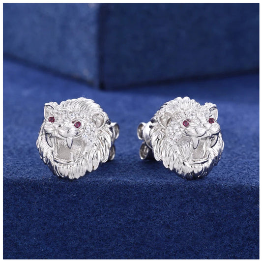 ICED OUT MOISSANITE "LION" WEISSGOLD 925S SILVER OHRRINGE - ICERAIN JEWELRY