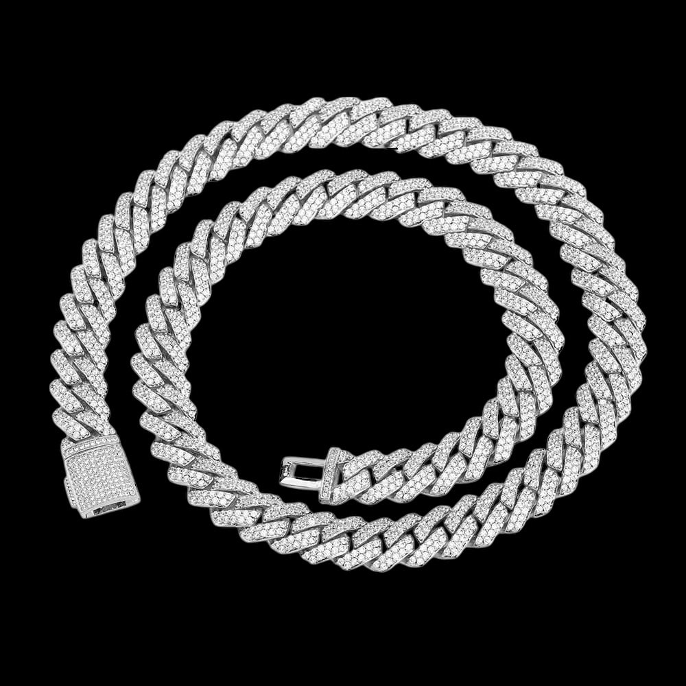 ICED OUT 10-14MM "SILVER PRONG CUBAN" KETTE [HEAVY VERSION]