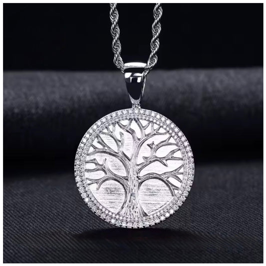 ICED OUT MOISSANITE "TREE OF LIFE" WEISSGOLD 925S SILVER KETTE - ICERAIN JEWELRY