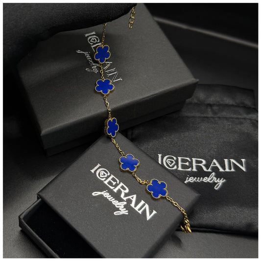 SALE | EDELSTAHL "GOLD/BLUE CLOVER" ARMBAND - ICERAIN JEWELRY