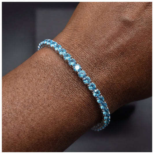 ICED OUT 4MM "SKYBLUE TENNIS" ARMBAND - ICERAIN JEWELRY