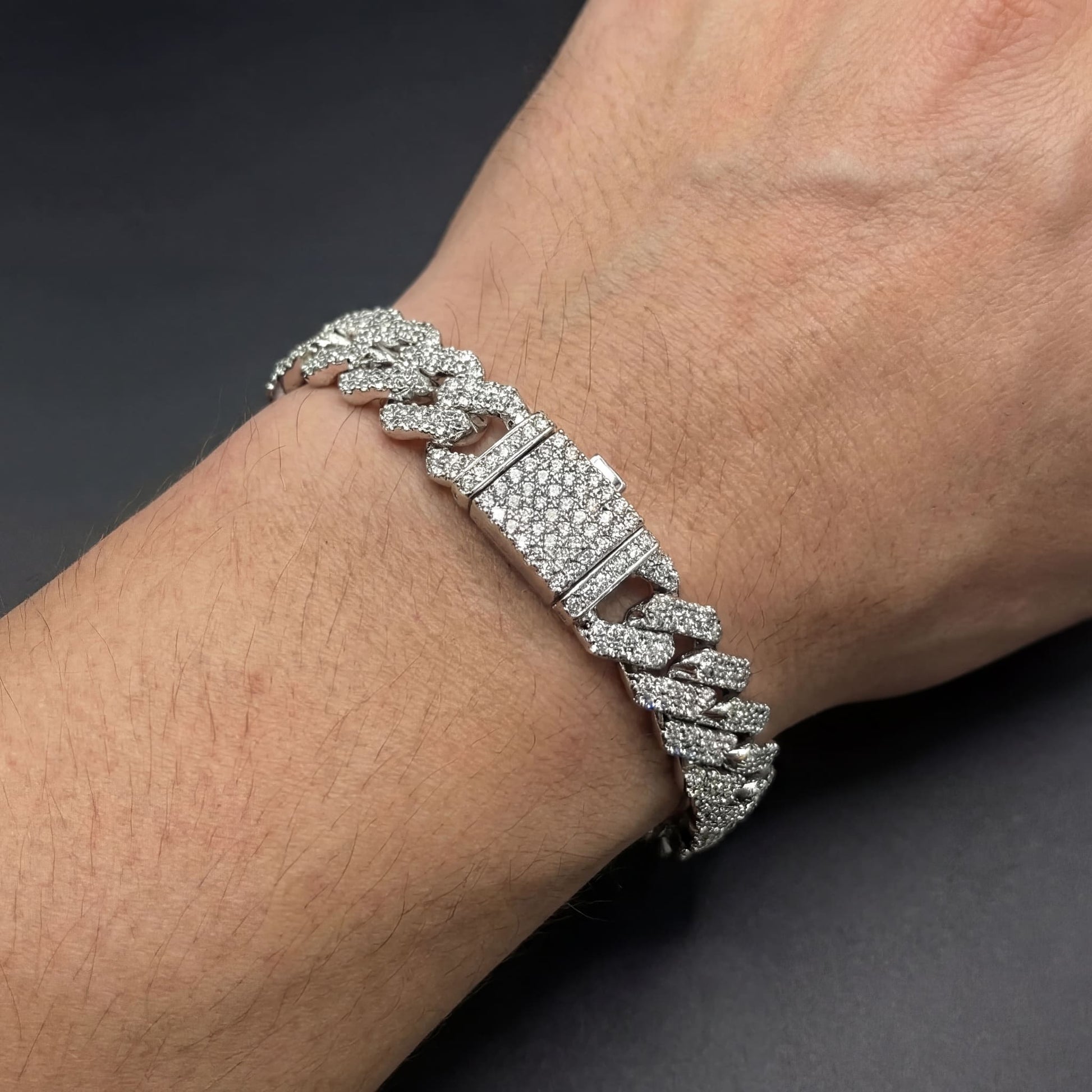 ICED OUT 14MM "SILVER PRONG CUBAN" ARMBAND - ICERAIN JEWELRY
