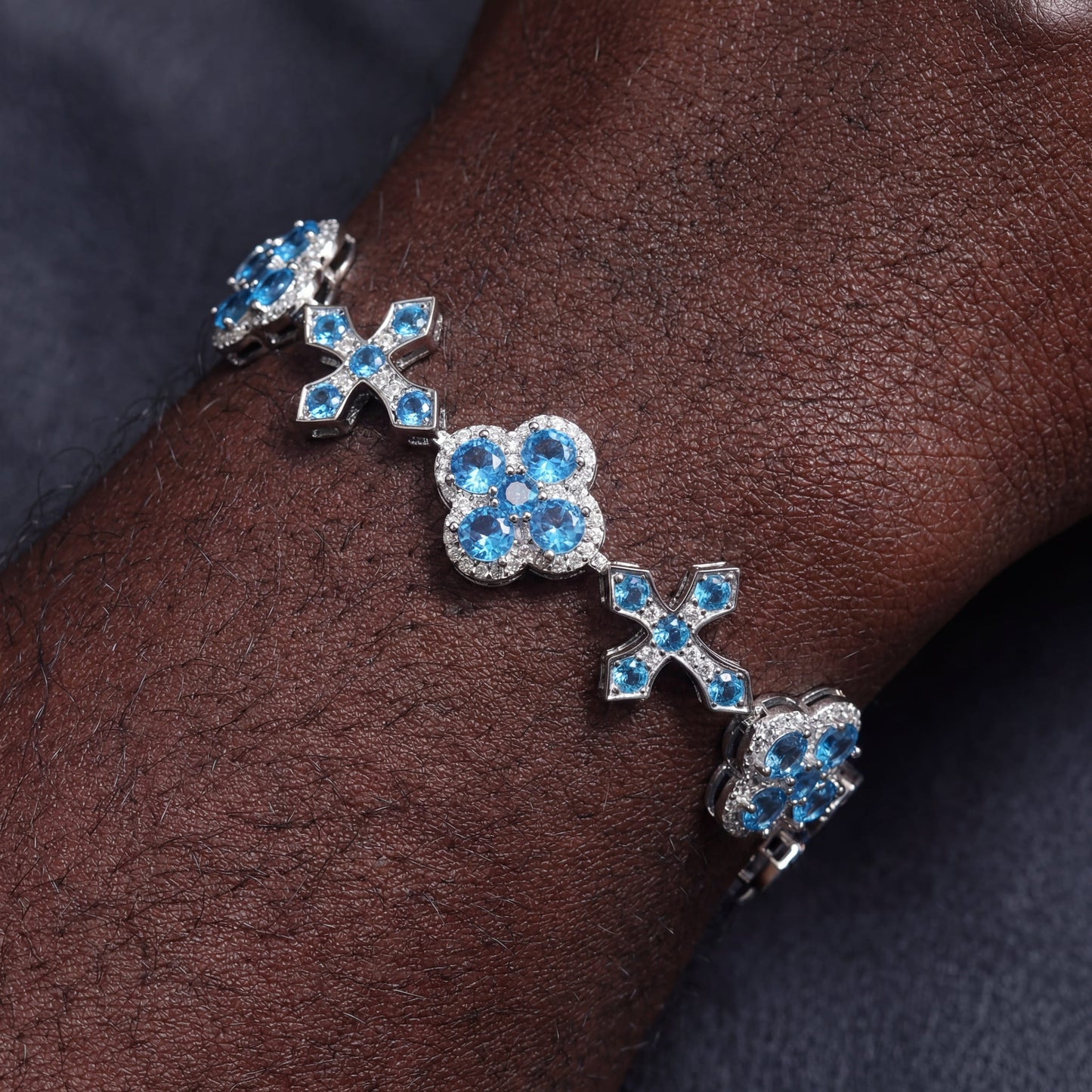 ICED OUT "CLOVER CROSS" ARMBAND - ICERAIN JEWELRY