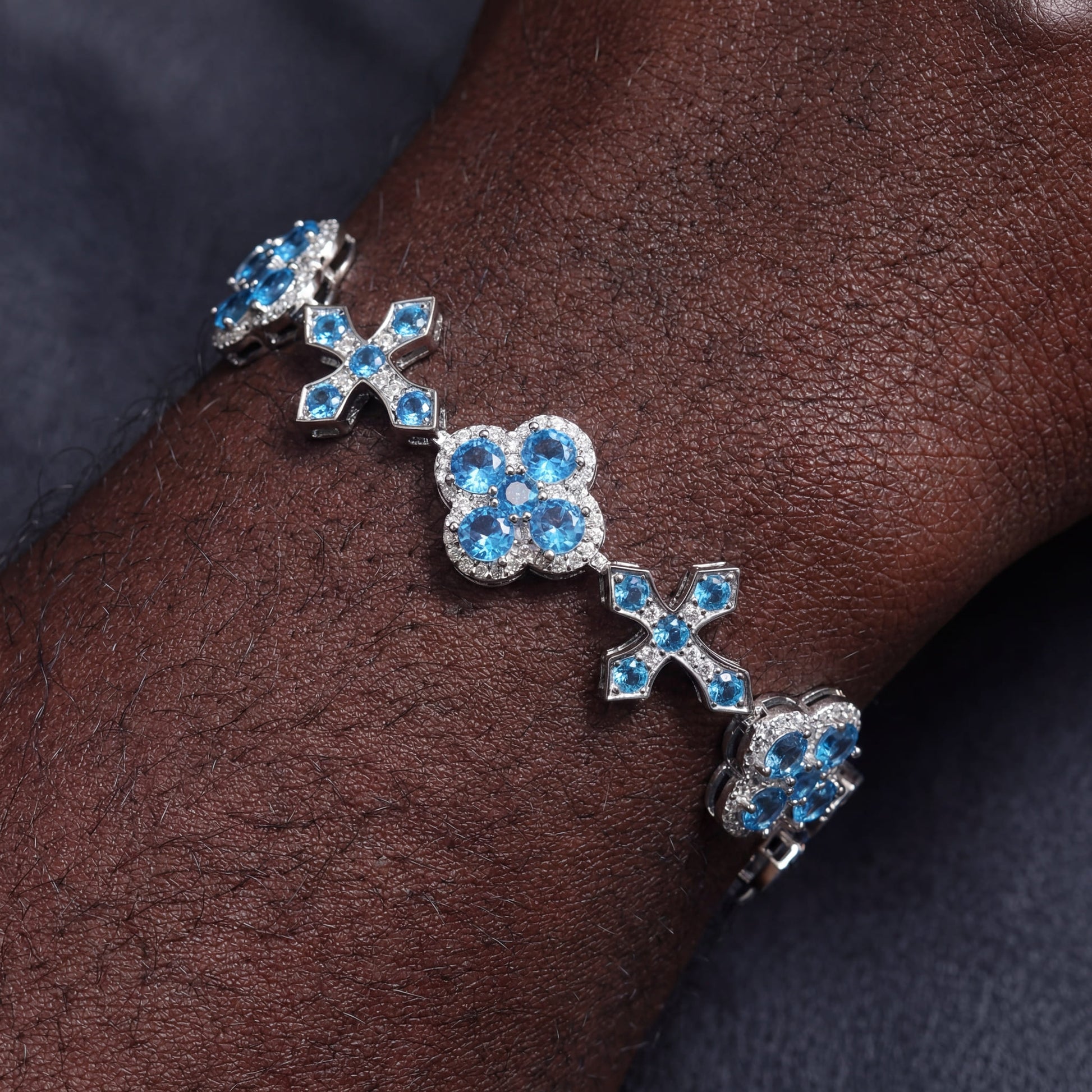 ICED OUT "CLOVER CROSS" ARMBAND - ICERAIN JEWELRY