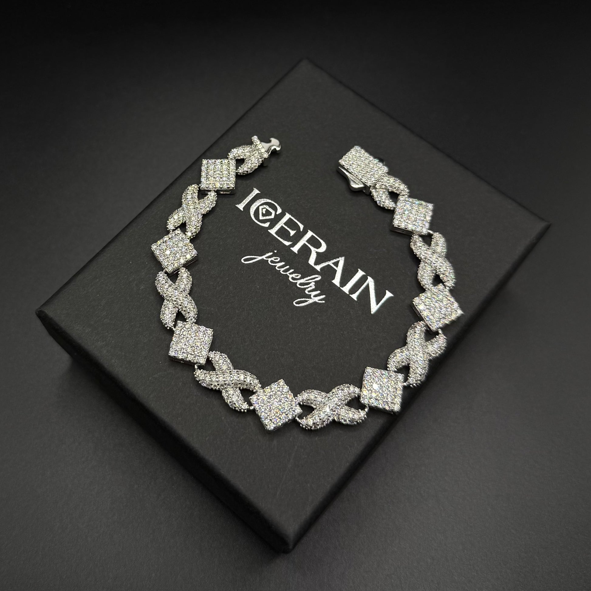 ICED OUT 11MM MOISSANITE "INFINITY SQUARE" WEISSGOLD 925S SILVER ARMBAND - ICERAIN JEWELRY