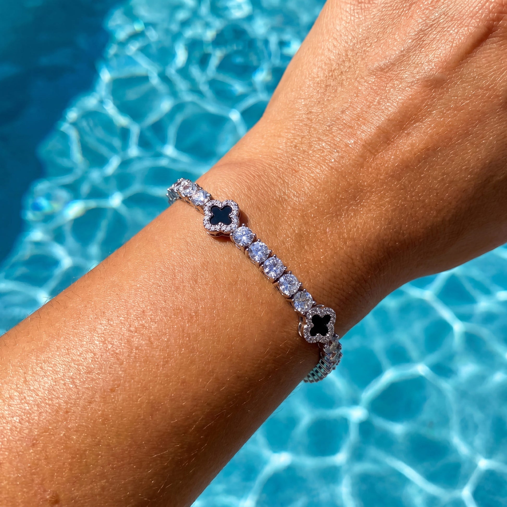 ICED OUT "BLACK CLOVER TENNIS" ARMBAND - ICERAIN JEWELRY