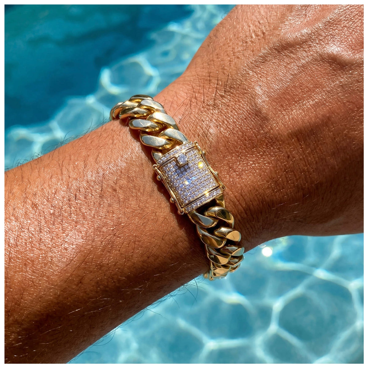 SALE | ICED OUT 8MM 23CM "GOLD CUBAN" ARMBAND - ICERAIN JEWELRY