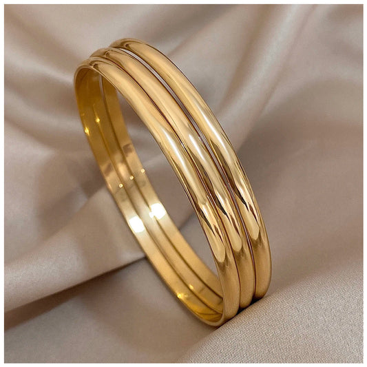 EDELSTAHL 18K GOLD "ANDRES" ARMREIF (3 STÜCK) - ICERAIN JEWELRY