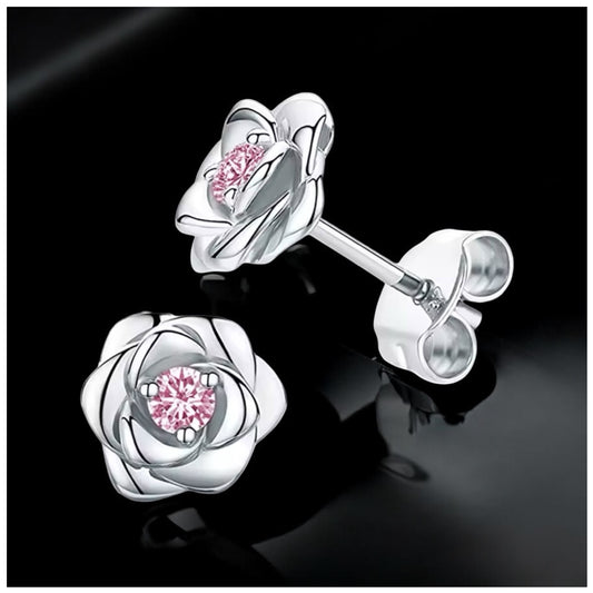ICED OUT "SILVER/PINK ROSE" OHRRINGE - ICERAIN JEWELRY
