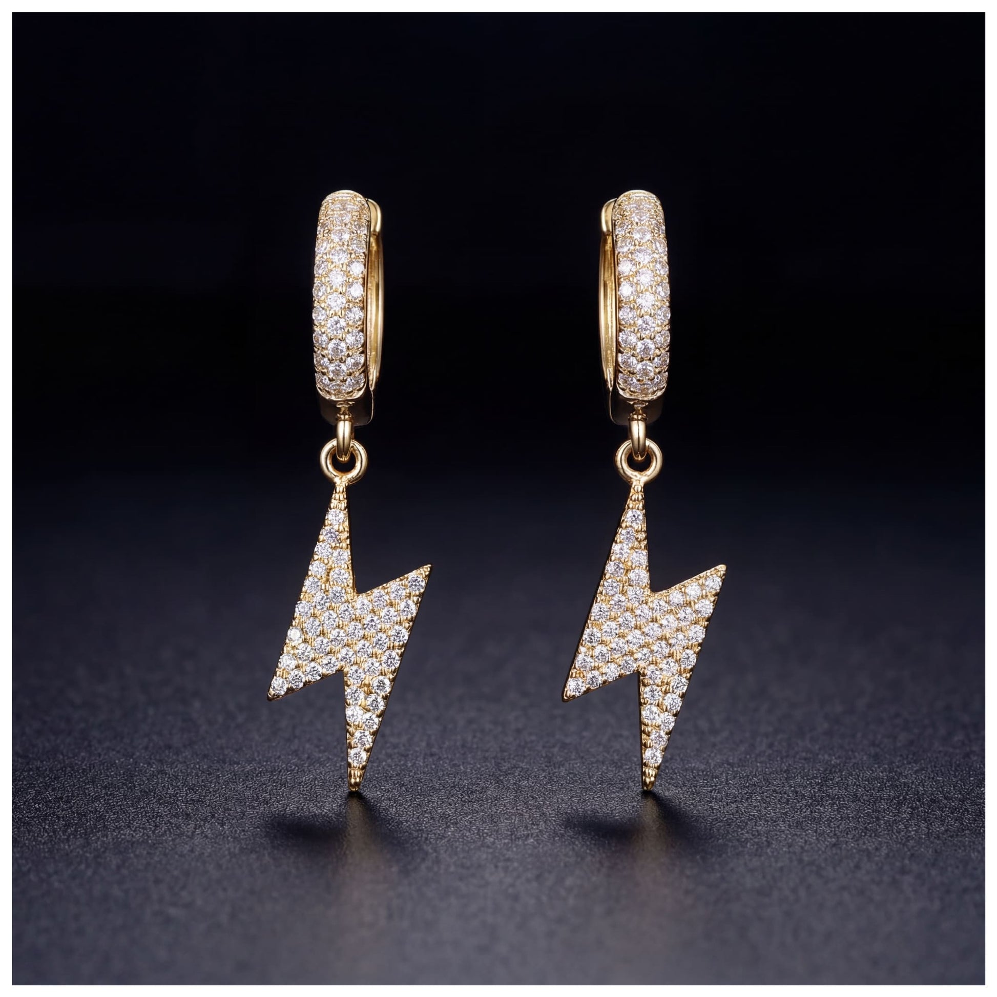 ICED OUT "GOLD LIGHTNING" OHRRINGE - ICERAIN JEWELRY