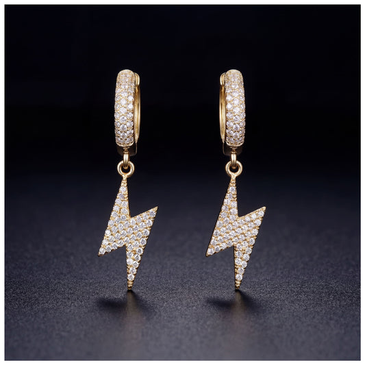 ICED OUT "GOLD LIGHTNING" OHRRINGE - ICERAIN JEWELRY