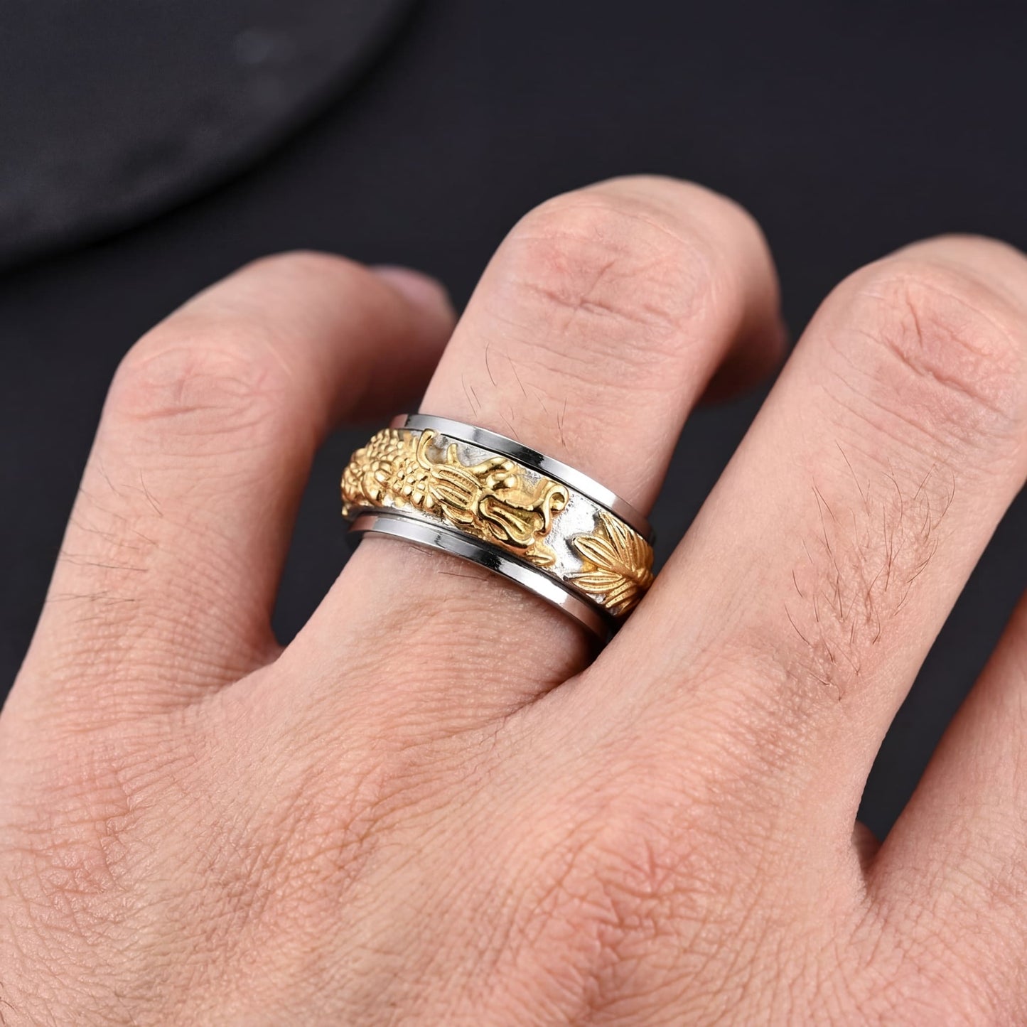 EDELSTAHL "SILVER/GOLD DRAGON" RING - ICERAIN JEWELRY