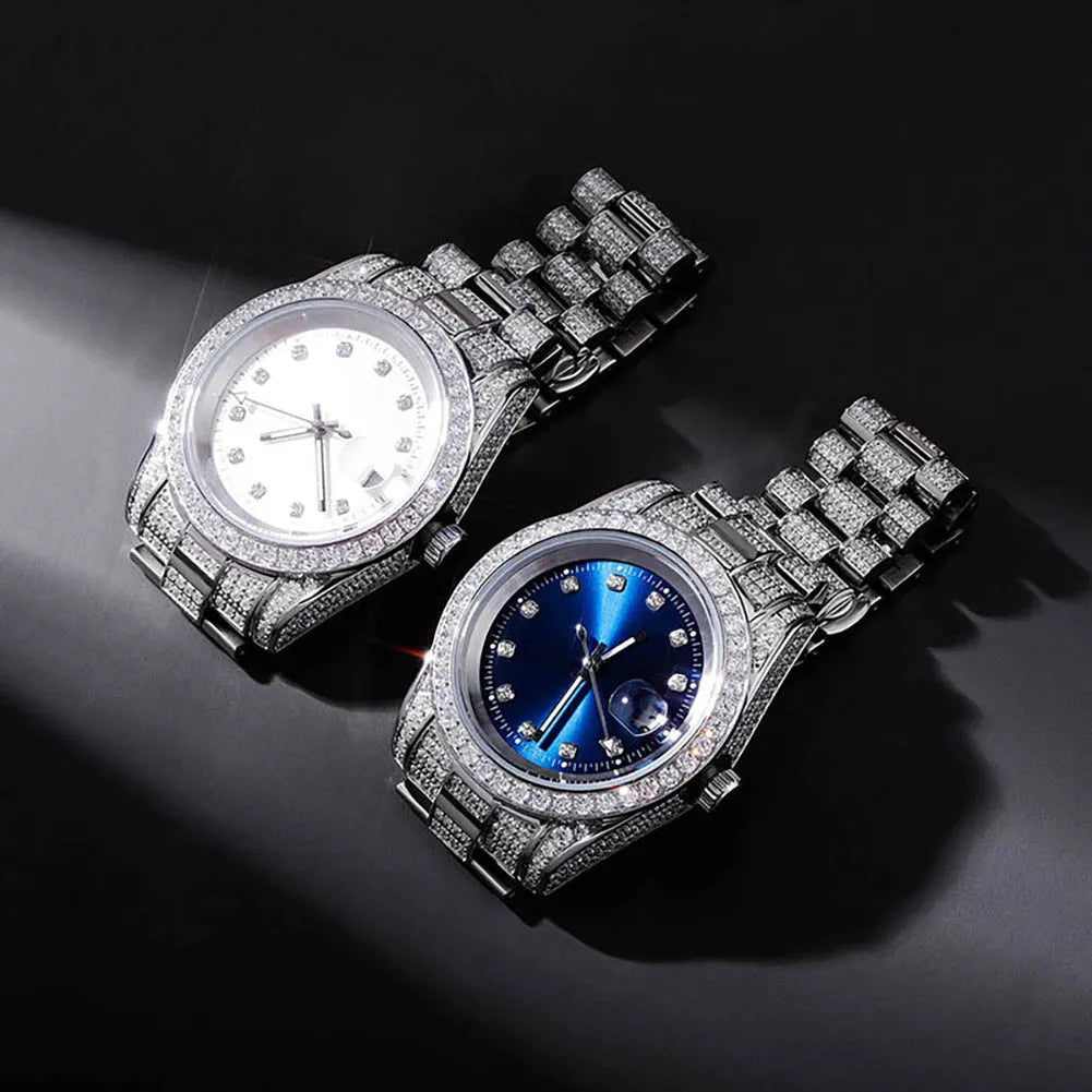 ICED OUT 40MM "COSAFIMA" 12K WEISSGOLD UHR - ICERAIN JEWELRY