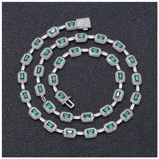 ICED OUT 7MM MOISSANITE "SILVER GREENARO" WEISSGOLD 925S SILVER KETTE - ICERAIN JEWELRY
