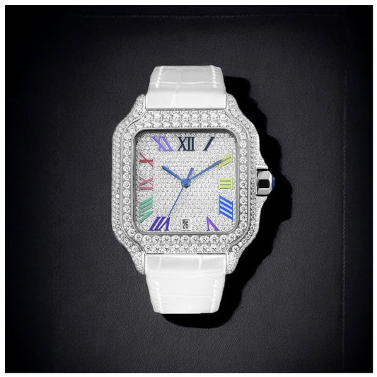 ICED OUT 40MM MOISSANITE "WHITE ROMA PIAZZA" UHR - ICERAIN JEWELRY