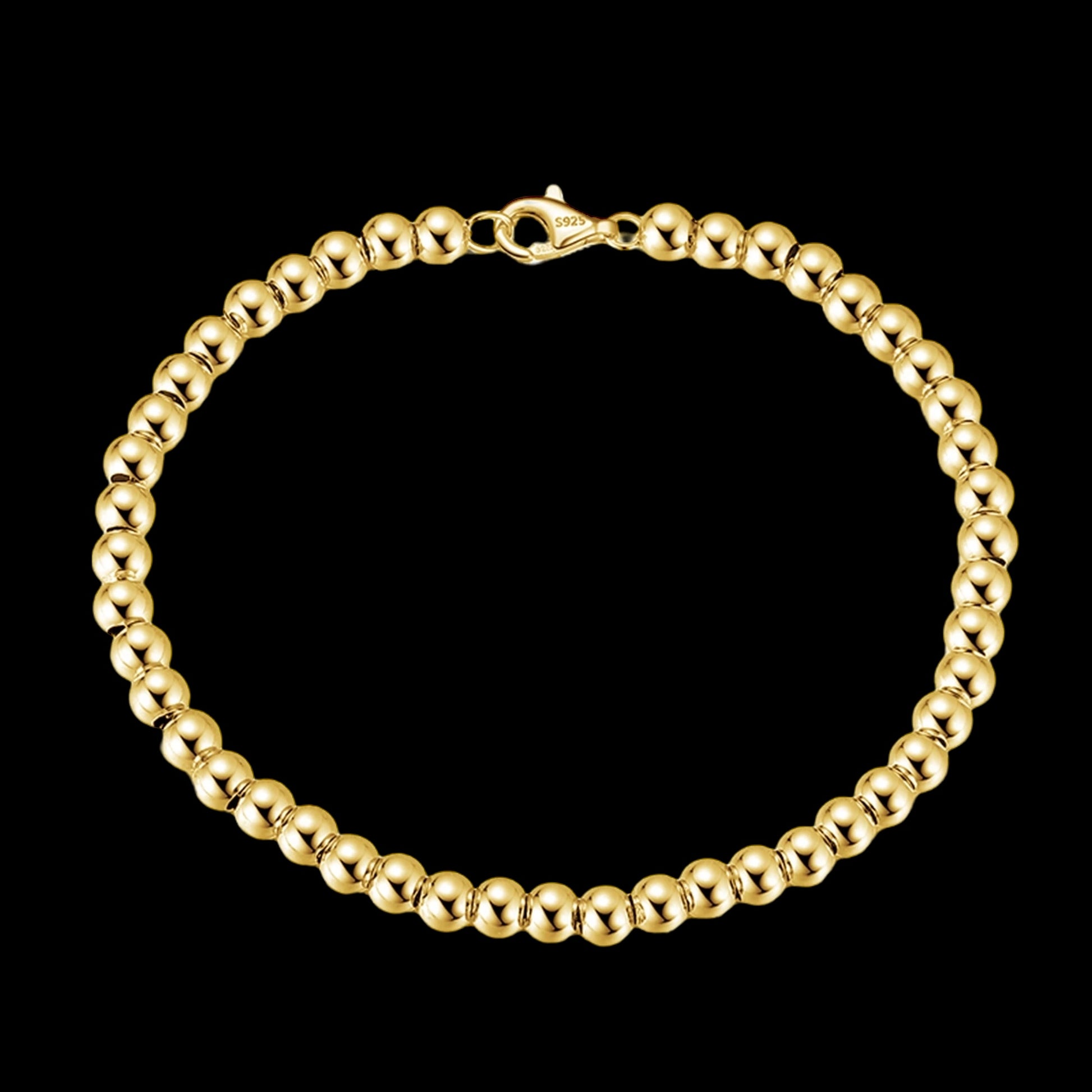 925S SILVER 14K GOLD 4MM "PEARL" ARMBAND - ICERAIN JEWELRY