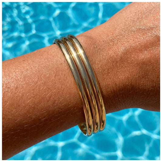 SALE | EDELSTAHL 18K GOLD "ANDRES" ARMREIF (3 STÜCK) - ICERAIN JEWELRY