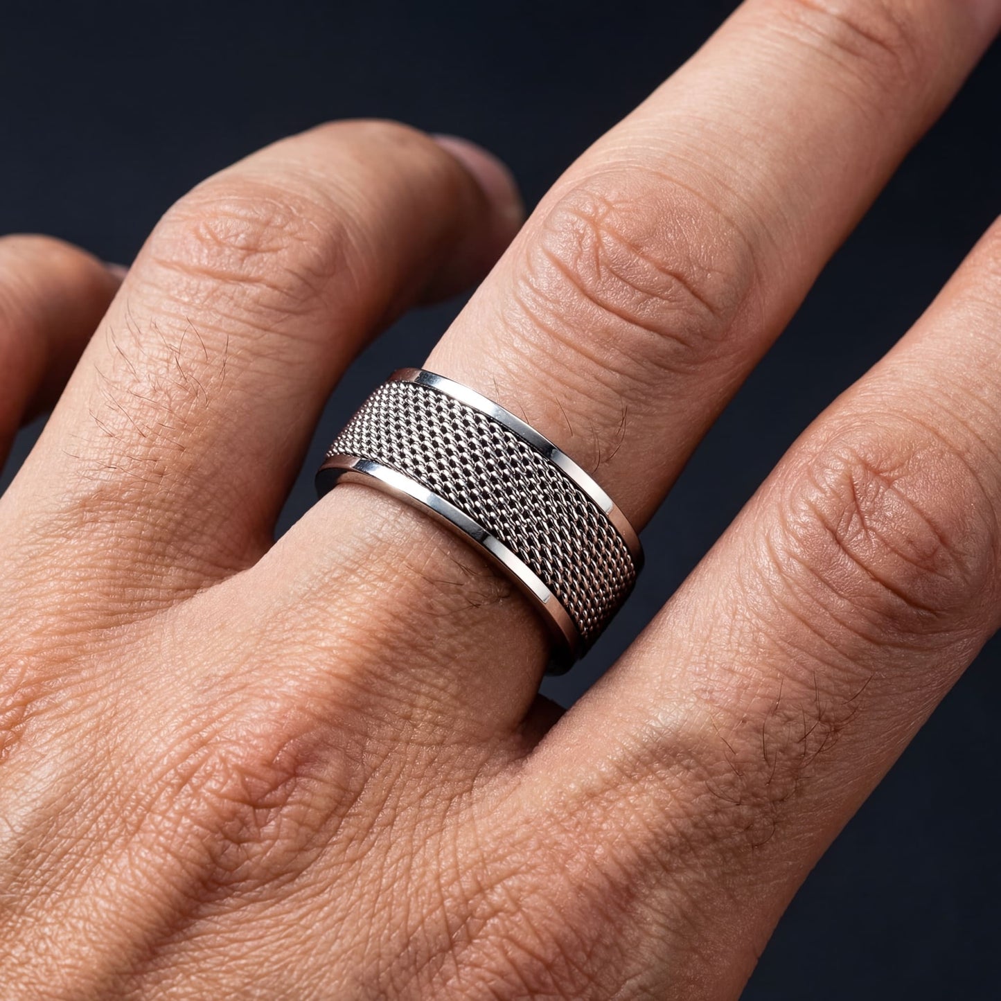 EDELSTAHL 8MM "MESH" RING - ICERAIN JEWELRY