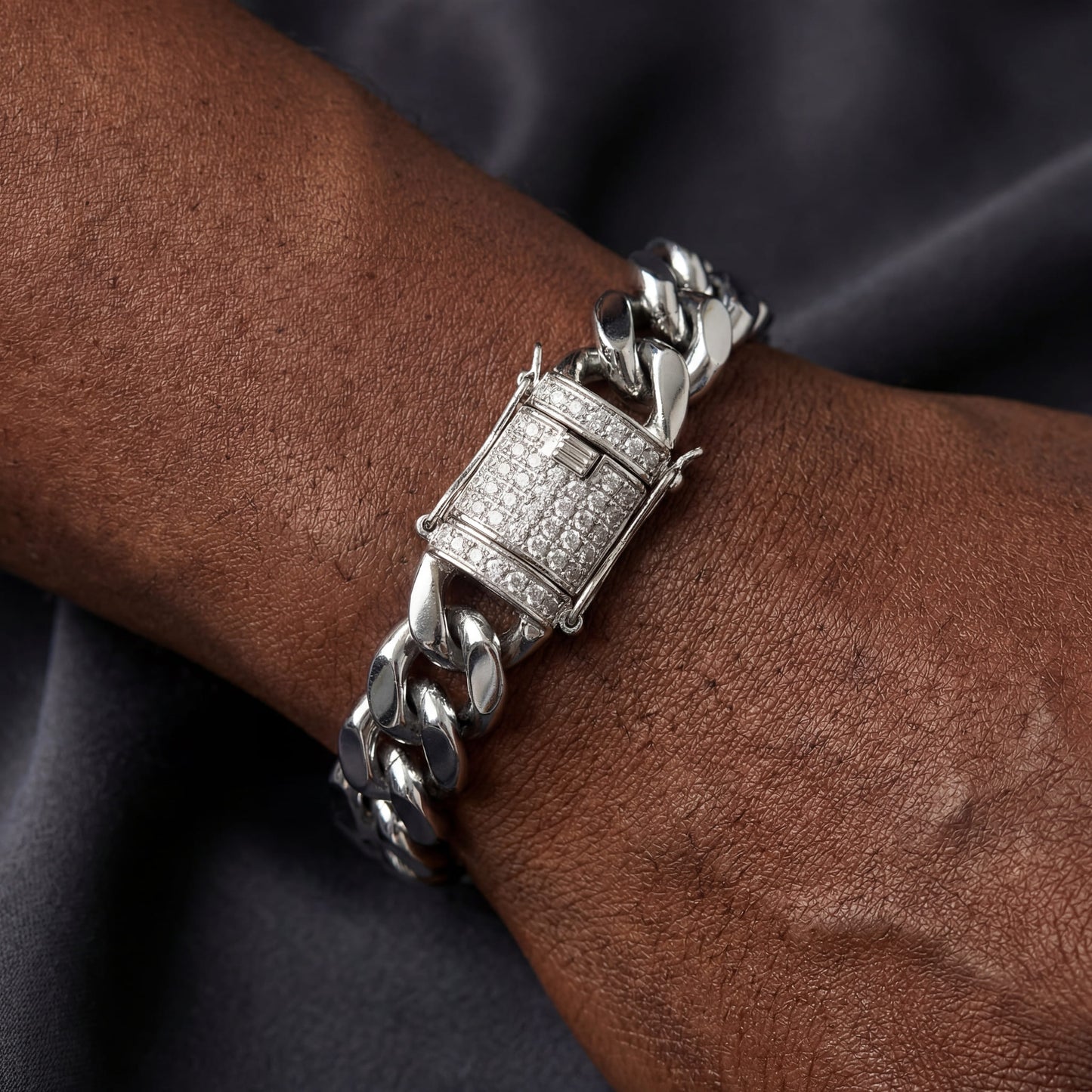 ICED OUT "SILVER CUBAN" ARMBAND - ICERAIN JEWELRY
