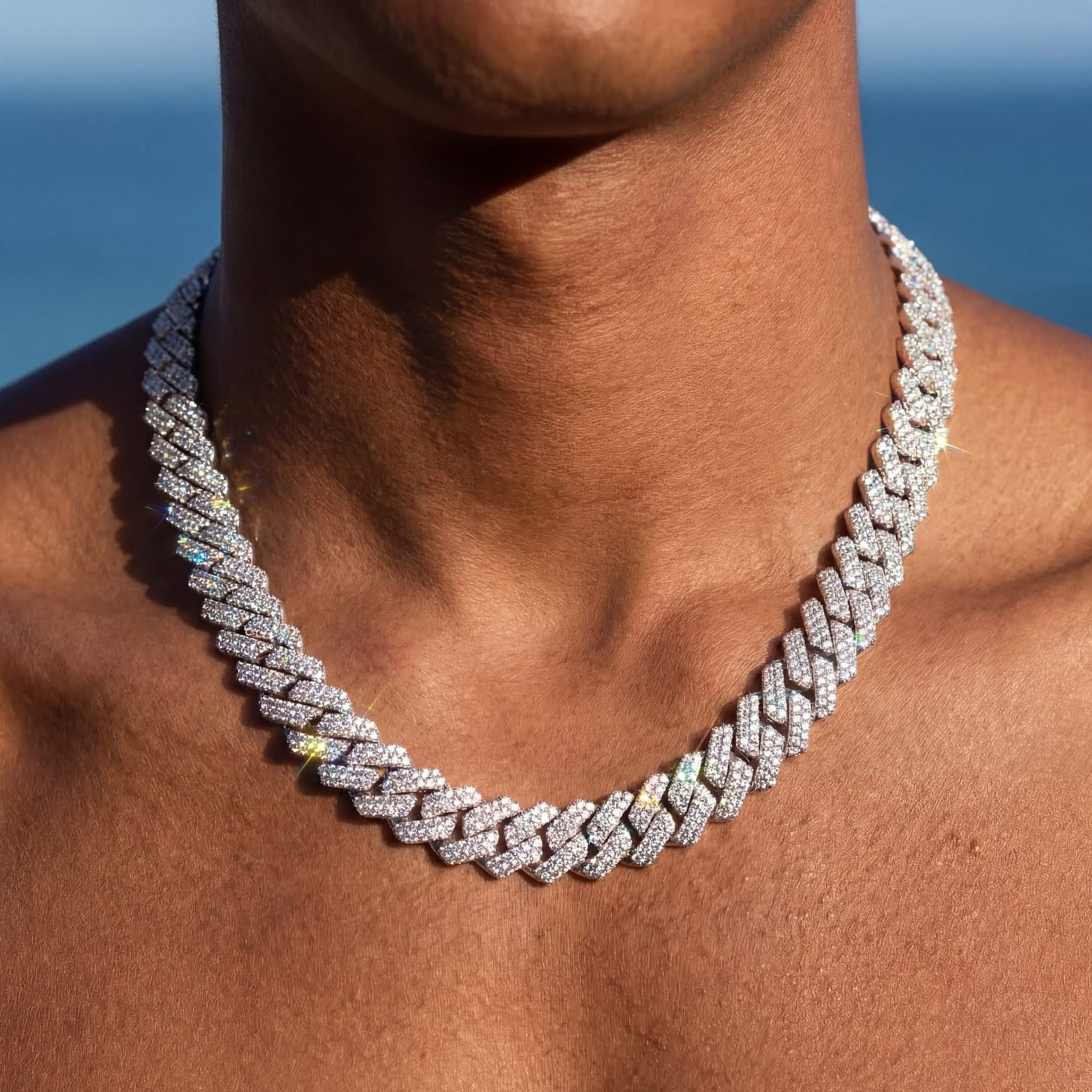 SALE | ICED OUT 14MM 50CM "SILVER PRONG CUBAN" KETTE [CLASSIC VERSION] - ICERAIN JEWELRY