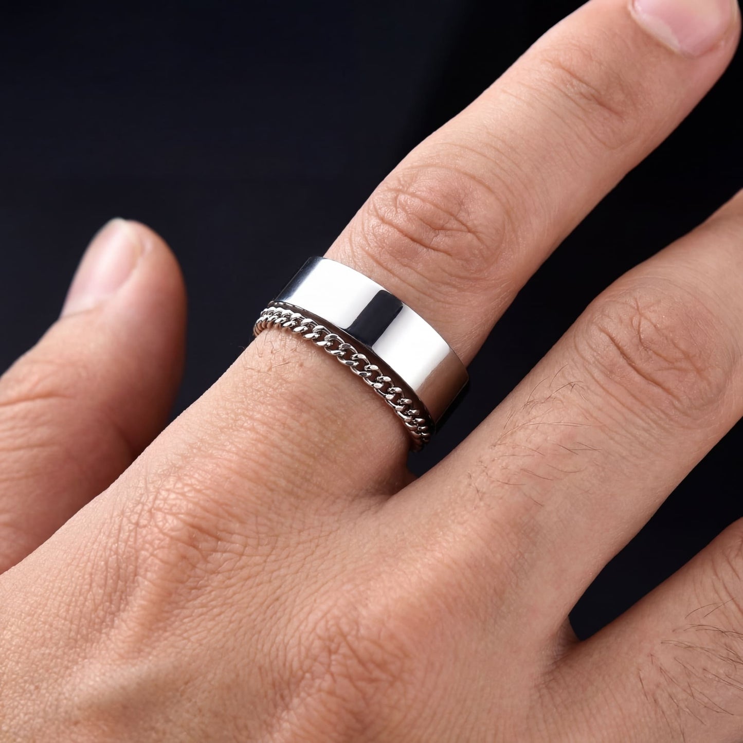 EDELSTAHL "CHAIN CUBAN" RING - ICERAIN JEWELRY