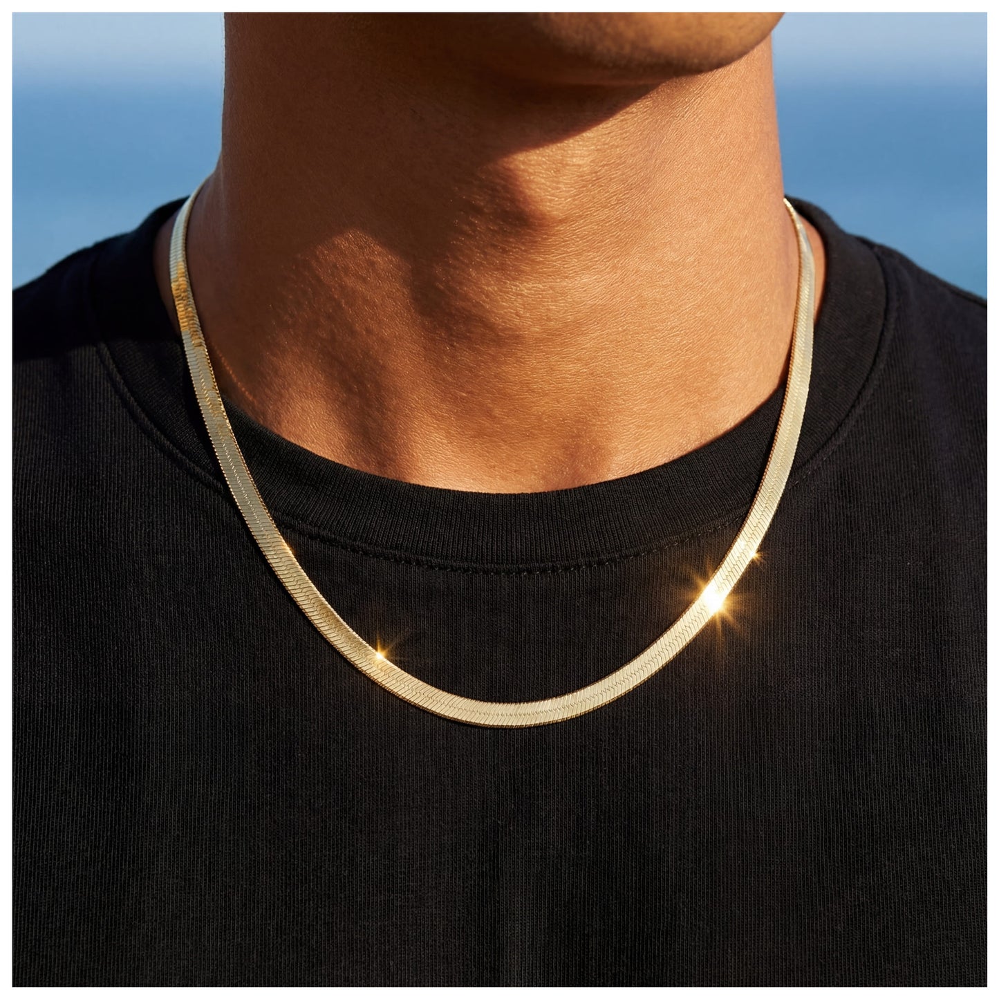 925S SILVER 18K GOLD "HERRINGBONE" KETTE - ICERAIN JEWELRY