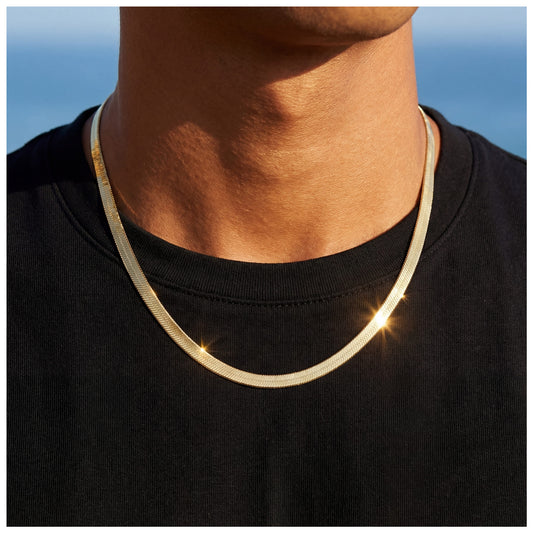 925S SILVER 18K GOLD "HERRINGBONE" KETTE - ICERAIN JEWELRY