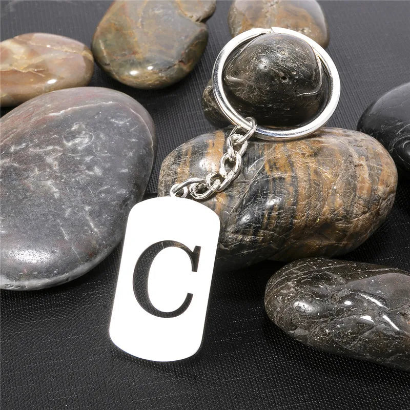 PERSONALISIERTER EDELSTAHL ANFANGSBUCHSTABE "WALLERO" SCHLÜSSELANHÄNGER - ICERAIN JEWELRY