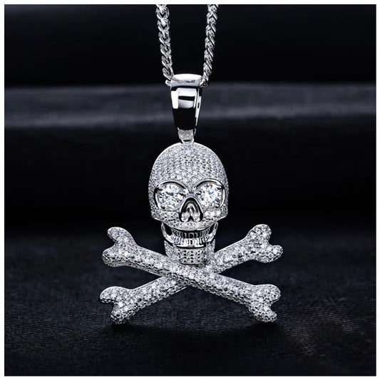 ICED OUT MOISSANITE "DEATH" WEISSGOLD 925S SILVER KETTE - ICERAIN JEWELRY