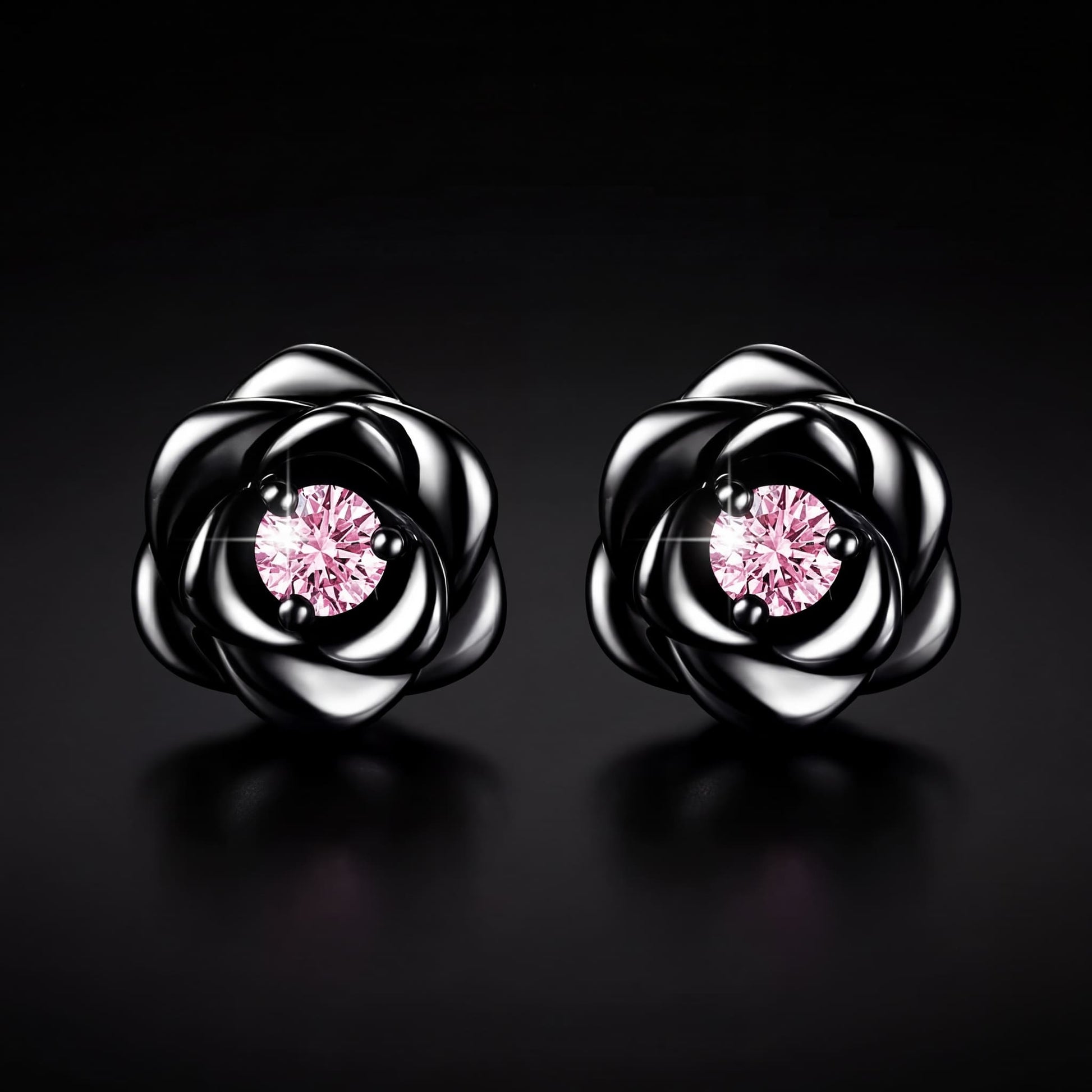 ICED OUT "BLACK/PINK ROSE" OHRRINGE - ICERAIN JEWELRY
