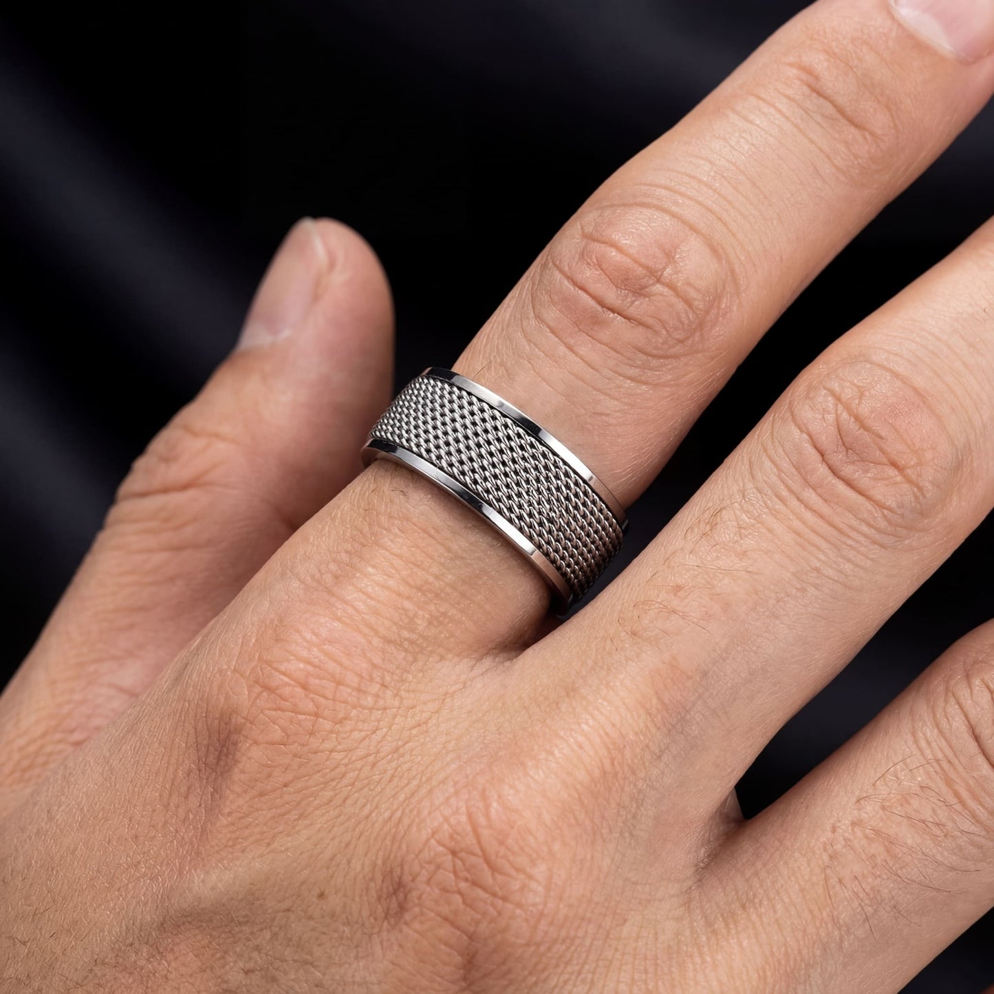 EDELSTAHL 8MM "MESH" RING - ICERAIN JEWELRY