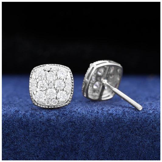 ICED OUT MOISSANITE "DIAROMA" 10K WEISSGOLD SILVER OHRRINGE - ICERAIN JEWELRY